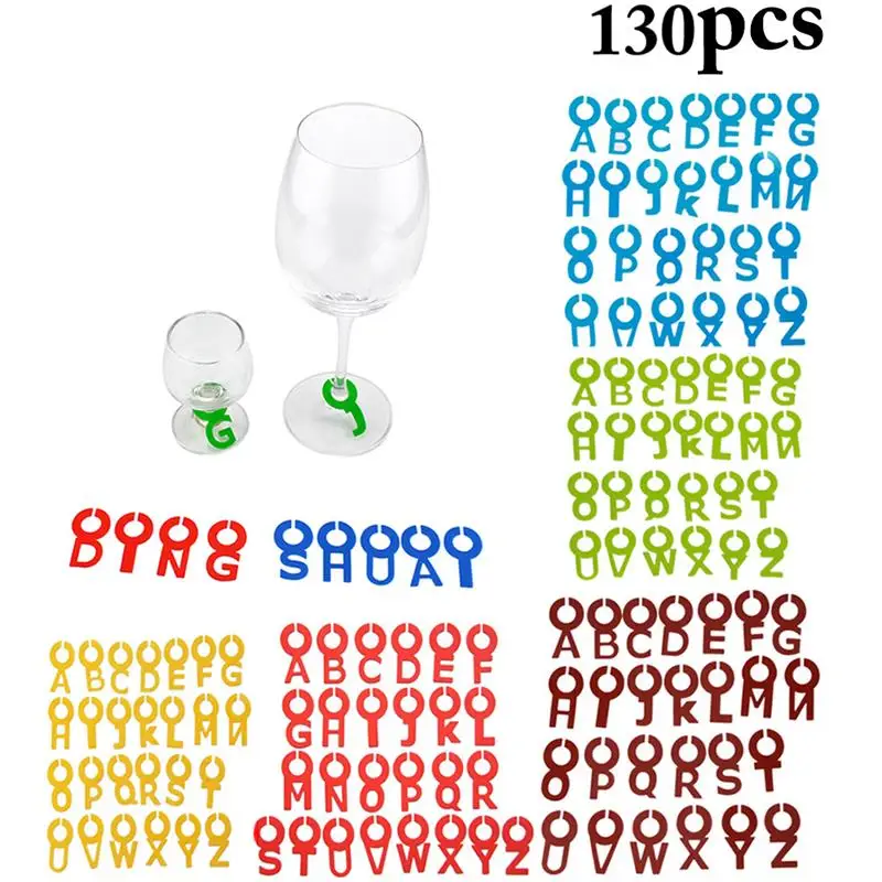 

Silicone Wine Glass Markers Charms Creative Reusable Alphabet Wine Glass Identifier Tag Events Party Bar Wine Glass Decor Sets
