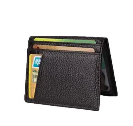 Кофе Super Slim Soft Wallet Mini Credit Card Wallet Purse Card Holders Genuine Leather Men Wallet Thin Small - Цвет: Кофе