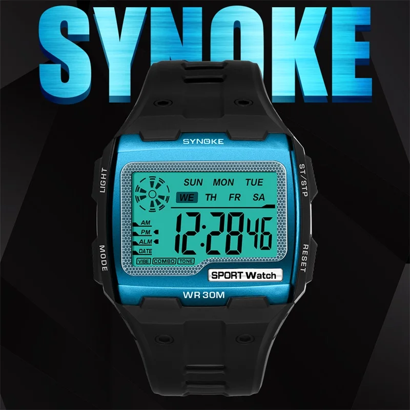 SYNOKE золотые цифровые часы с большим экраном мужские 39 S часы крутые электронные часы с сигнализацией ударопрочные сильные спортивные часы