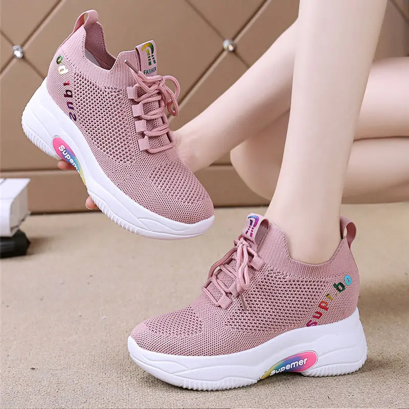 

Hidden Heel Casual Shoes For Women Height Increasing Breathable Platform Sneakers 2021 Summer Ladies Shoes Footwear Zapatillas