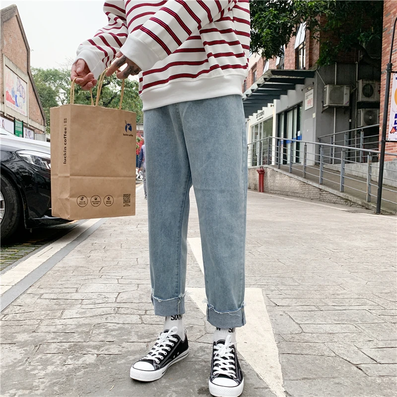 

Spring and Autumn Large Size Denim Pants for Plump Girls Summer Draping Korean Style High Waist Loose Xuan Ya Cropped Straight