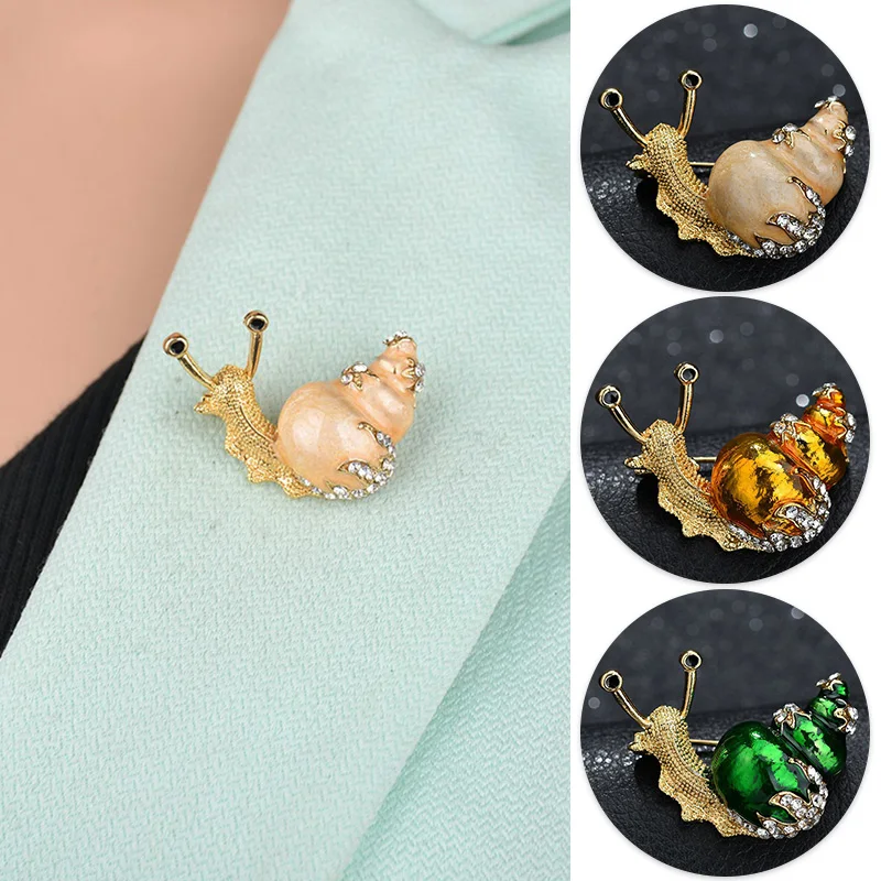 Модные булавки в виде улитки стразы женская маленькая брошь насекомого