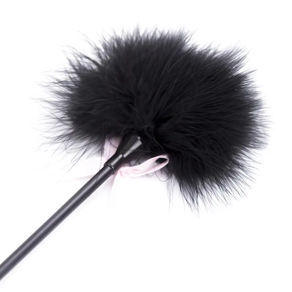 1 шт. черный из искусственной кожи и хлыст с перьями Секс Инструмент Сдержанность