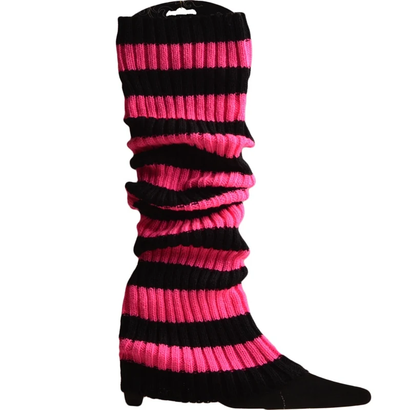 

Women Winter Furry Leg Warmers Japanese Lolita Girl Thigh High Socks Knee Knit Solid Crochet Stripe Long Boot Cuffs Socks Gift