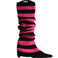 women winter furry leg warmers japanese lolita girl thigh high socks knee knit solid crochet stripe long boot cuffs socks gift