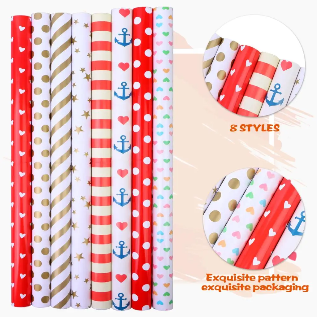 

Бумажная упаковочная бумага для подарков на день Святого Валентина, Рождество, Новый Год, сувениры, праздничный подарок, декор «сделай сам»,...