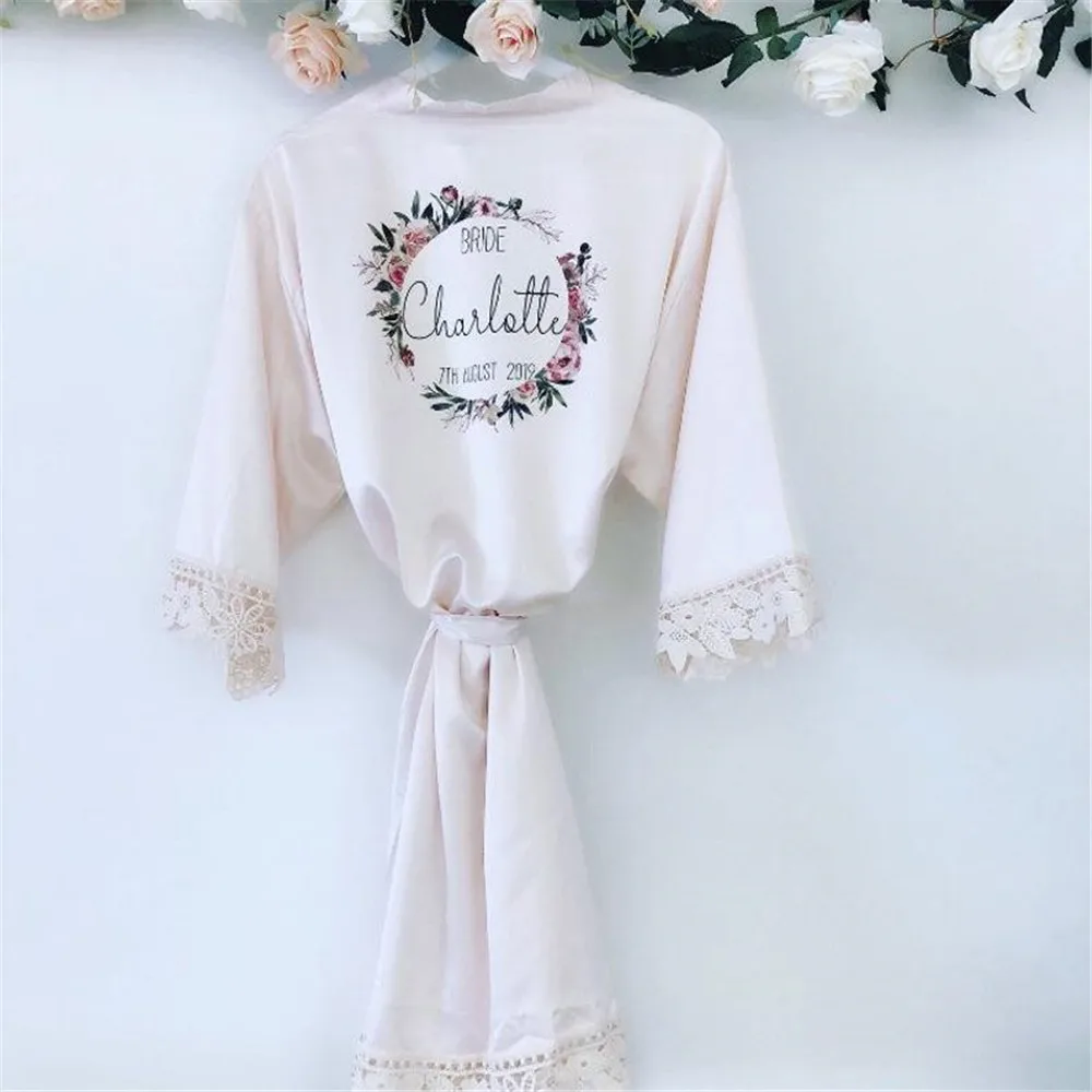 Настраиваемый свадебный кружевной халат в подарок на день рождения цветочный