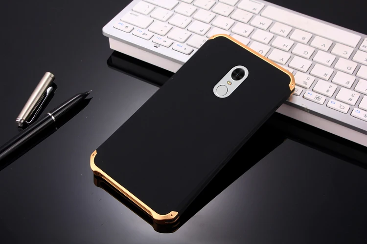 Black Gold Side Текстурированная антиосенняя Металлическая Рамка PC BackPlate для Redmi Note 4X Note4 Global алюминиевый сплав бампер чехол Note 4 крышка с подарком - Цвет: Black Gold Side