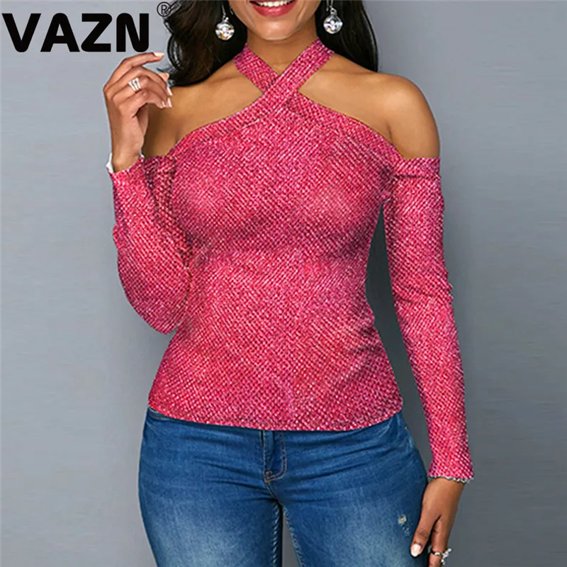 VAZN новая однотонная 2020 Сексуальная Женская Весенняя футболка с длинным рукавом и