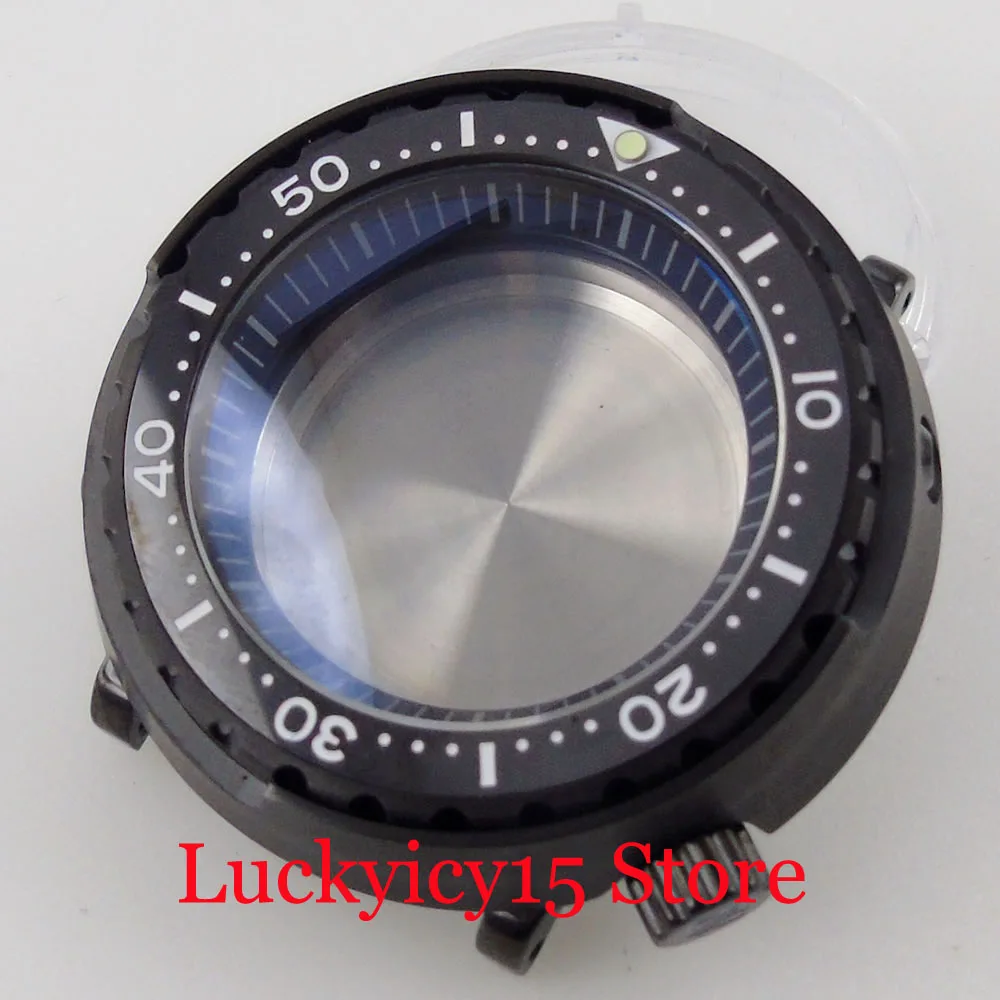 

fit NH35A NH36A 20ATM Waterproof PVD 47mm Watch Case Sapphire Crystal Unidirectional Bezel Ring Black Chapter Ring