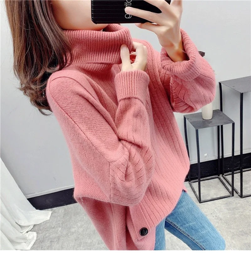 Вязаный женский Однотонный свитер в стиле Харадзюку осенне-зимние корейские