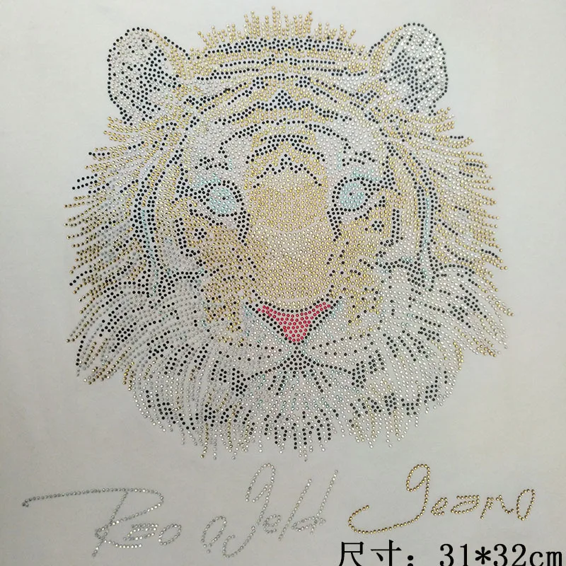

5 piece/lot ! Big tiger head chest hotfix rhinestones, heat transfer design iron on motifs,rhinestone for garment,T-shirt