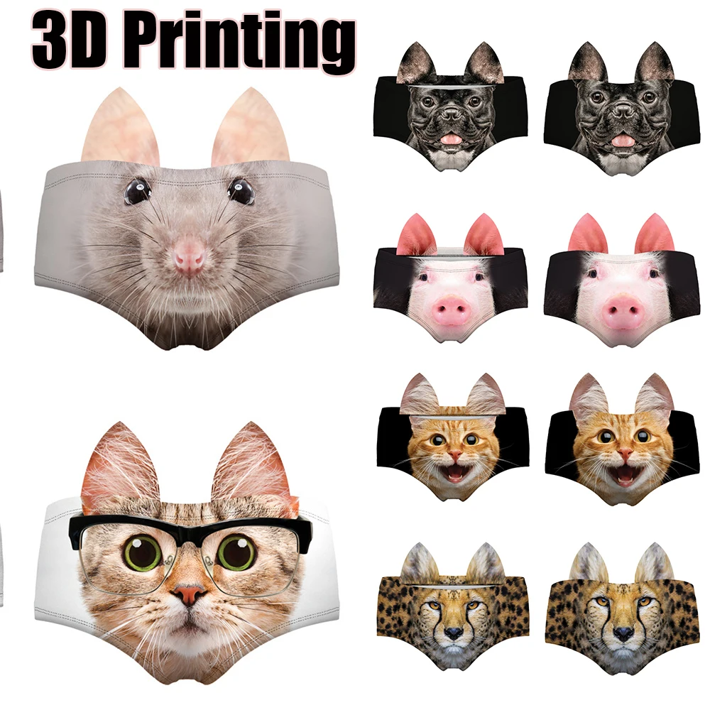 1 шт. трусики с животным принтом женские трусы 3D в виде Свинки кота милые