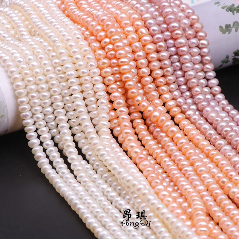 

5A High Quality Authentic Natural Freshwater Punch Pearl Loose Beads 5-10MM Pick Size Pearl Spacer Beads For jewelry Making 14''