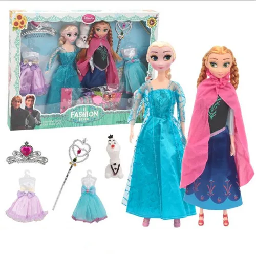 Elsa Anna 6 Joints Новые игрушки 31 см, кукла принцессы Анны и Эльзы для девочек, 12 подвижных суставов, подарки на день рождения, милый подарочный набор для девочек Pelucia Boneca Juguetes Titto - Цвет: Elsa Anna 6 Joints