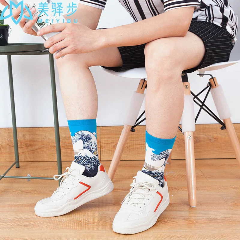 100 Pairs Oil Painting Socks Adult Socks Women's Cotton Fashion Stockings Men's Socks Fashionable