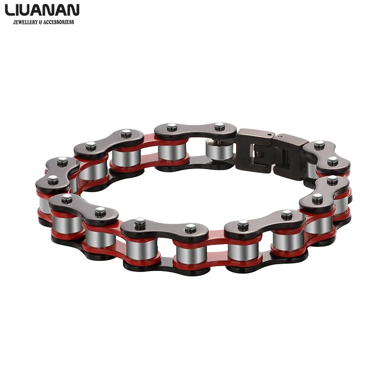 

Trendy Motorcycle Bike Chain Bracelet Men Stainless Steel Jewelry Bicycle Sport Accessories Red Yellow Orange Black Silver Color