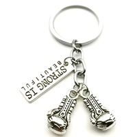 1 piece strength sports boxing gloves charm key ring keychain strong beautiful gift mans cute keychain