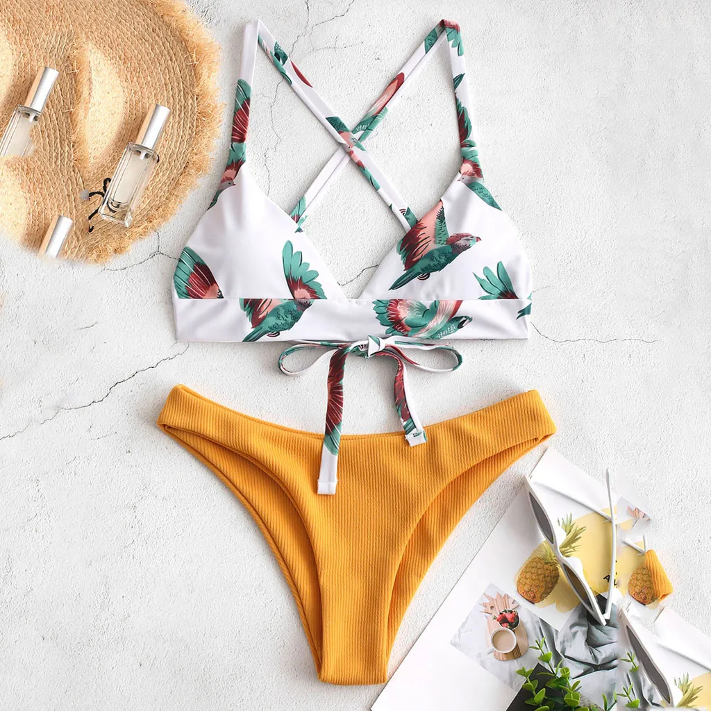 

Комплект бикини с перекрестной спинкой, женский купальник с пуш-ап ремешком, сексуальный купальный костюм с высокой талией, бикини 2020, Mujer ...