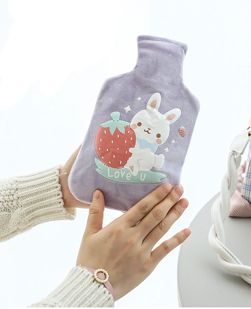 

2021 New Plush Hot Water Bottle Cartoon Hot Water Bag Thickened Explosion-proof Water Injection Hot Water Bottle