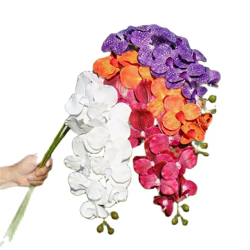 

10Pcs Fake Single Stem Vanda 42.52" Length Simulation 3D Printing Phalaenopsis for Wedding Home Decorative Artificial Flower