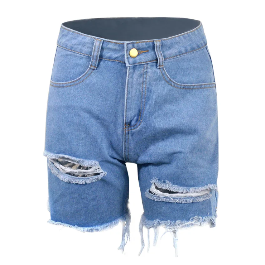 Размера плюс S-5XL женские летние шорты рваные джинсы с высокой талией на каждый