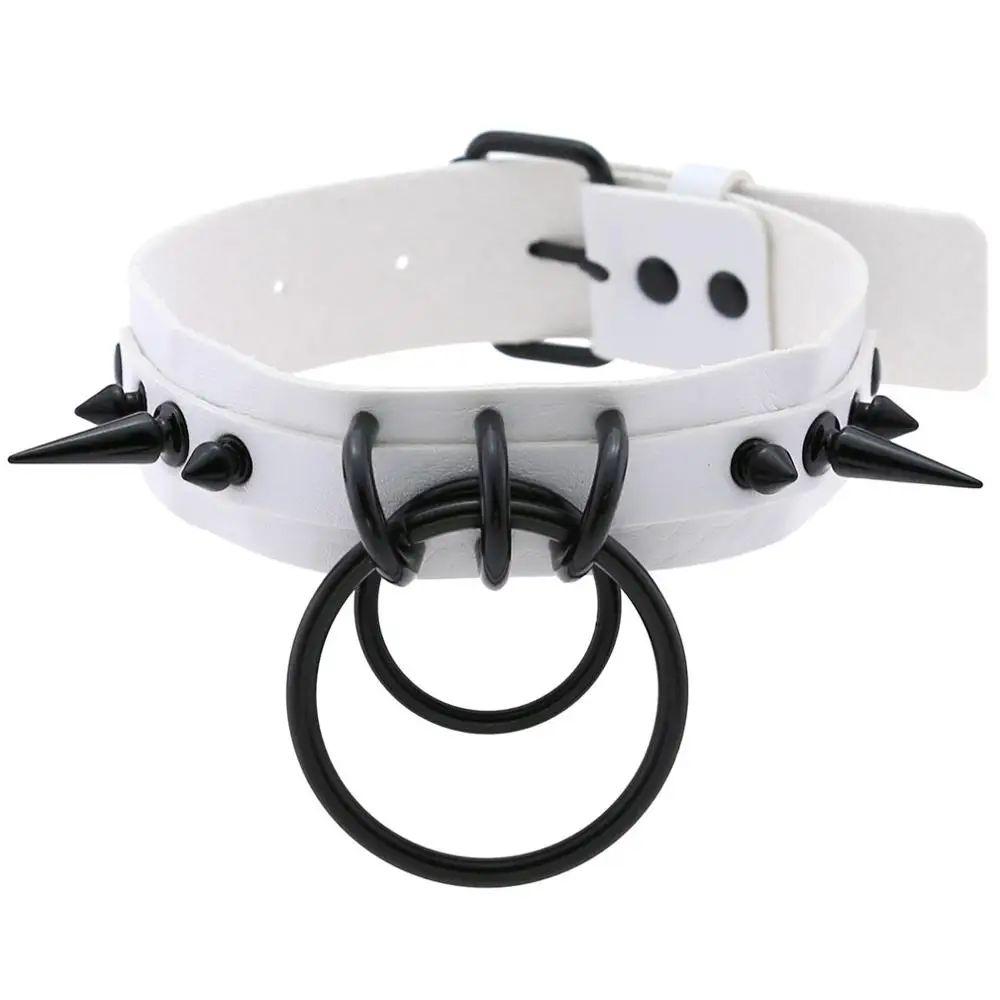 Кожаный чокер KMVEXO в стиле панк готика черные заклепки с шипами ожерелье круглым