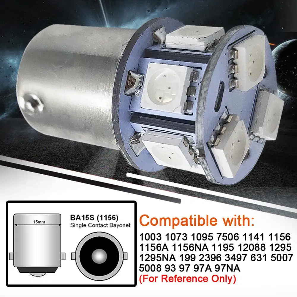 4-сигнальная лампа P21w бесполярная 6-30 в Led Ba15s 1156 стоп-сигнал резервный светильник 6