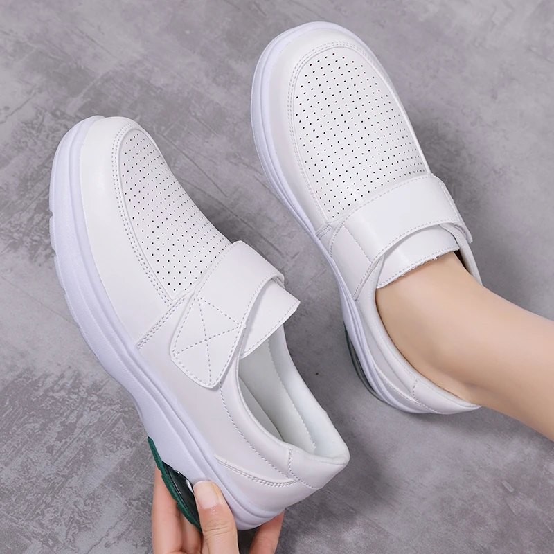 

White Nurse Working Shoes 42 Air Cushion Non-slip Women Vulcanized Shoes Soft and Breathable Casual Shoes Outdoor Running Shoes