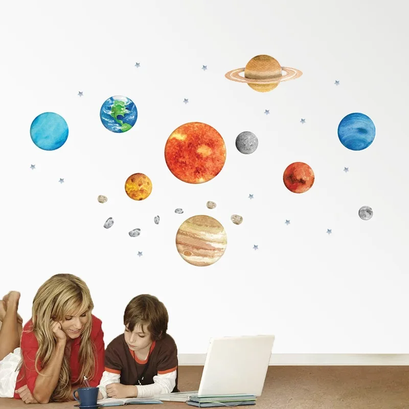 

Ins Nordic Nine Planets Home Wall Sticker Vinyl Creative Children's Room Wall Decor Study Room Decoration Stickers