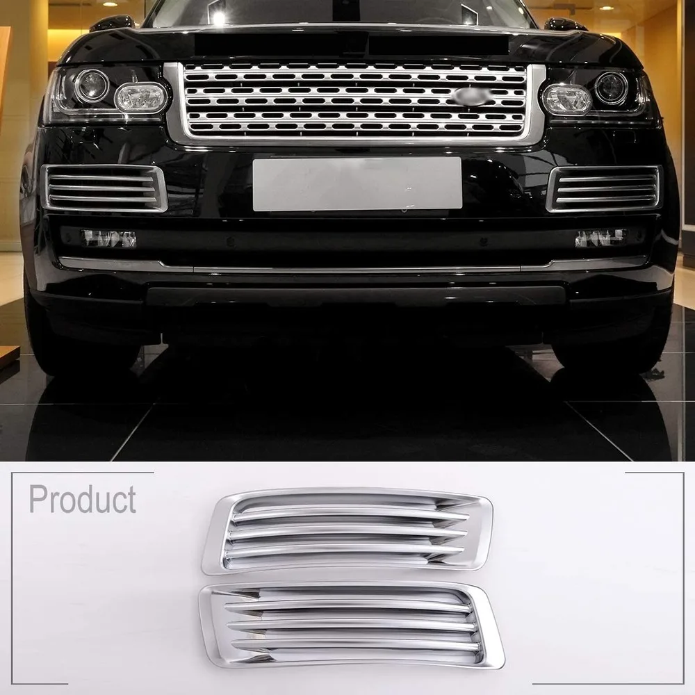 ABS Chrome Front Fog Light Grille Frame Cover 2pcs For Land Rover Range Rover Vogue Lr405 2013 2014 2015 2016 2017 (Black)