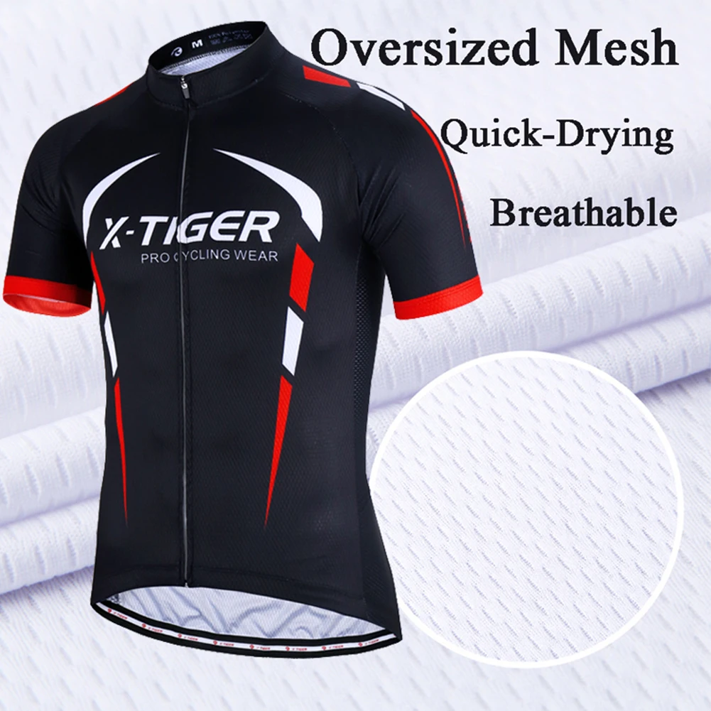 

Cycling Men Short Sleeve Shirt Jerseys Set Quick-Dry Breathable Cycling Clothing 5D Gel Bib Cycling Suit Night Reflective Strip
