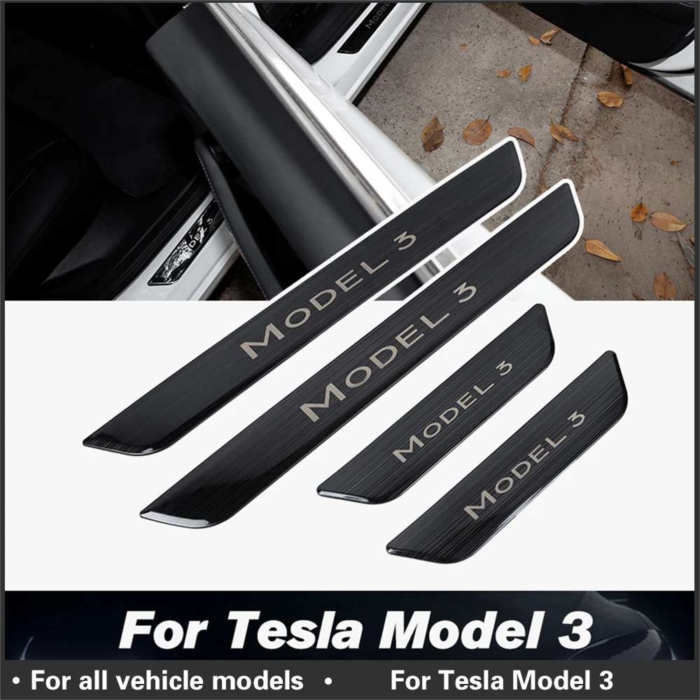 Защитная полоса для педали Tesla Model 3 2017 2020 декоративная Накладка на порог защитные