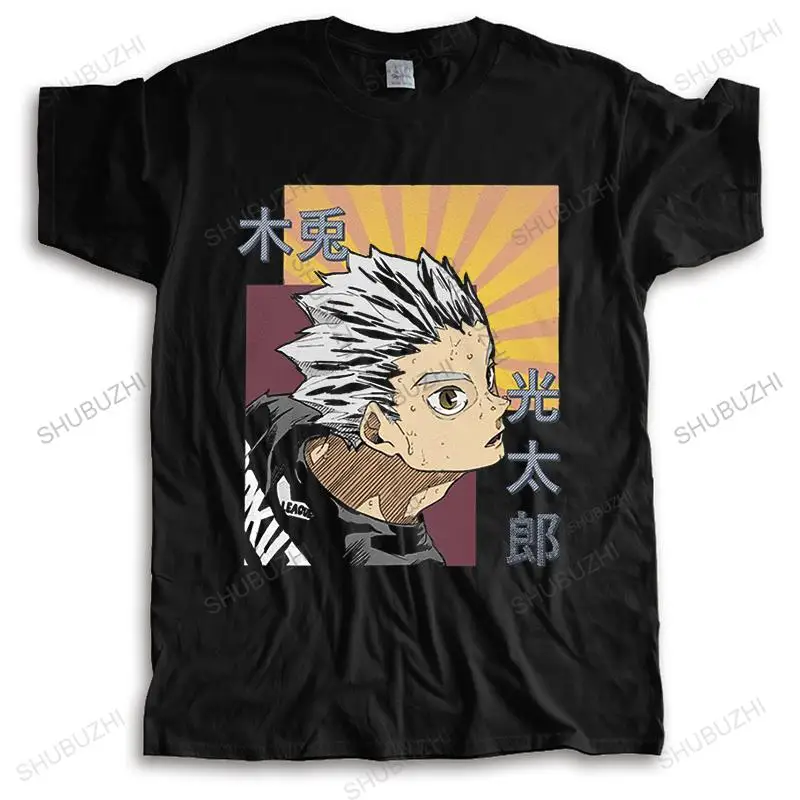 

Vintage Anime Manga Haikyuu Shirt Men 100% Cotton Tshirt Bokuto Kotarou Fukurodani Tee Short Sleeve Japan Manga T-shirt Clothing