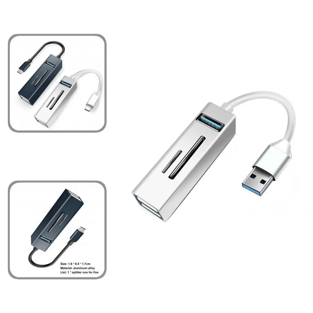 

5 in 1 Portable USB Type-C TF/SD-Card Plug Play Cable Hub Wide Application Expansion Dock Widely Compatible