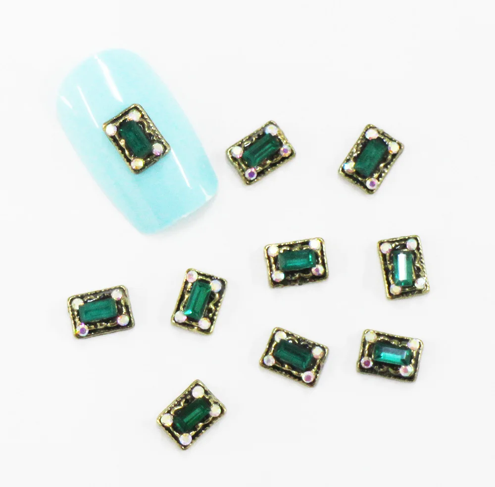 HY-3680 10pcs 10 шт./лот, древний сплав, дизайн ногтей, 3d, плоская задняя сторона, цветные бриллианты, жемчужные ювелирные изделия, стразы, украшения для ногтей - Цвет: HY-3680 10pcs