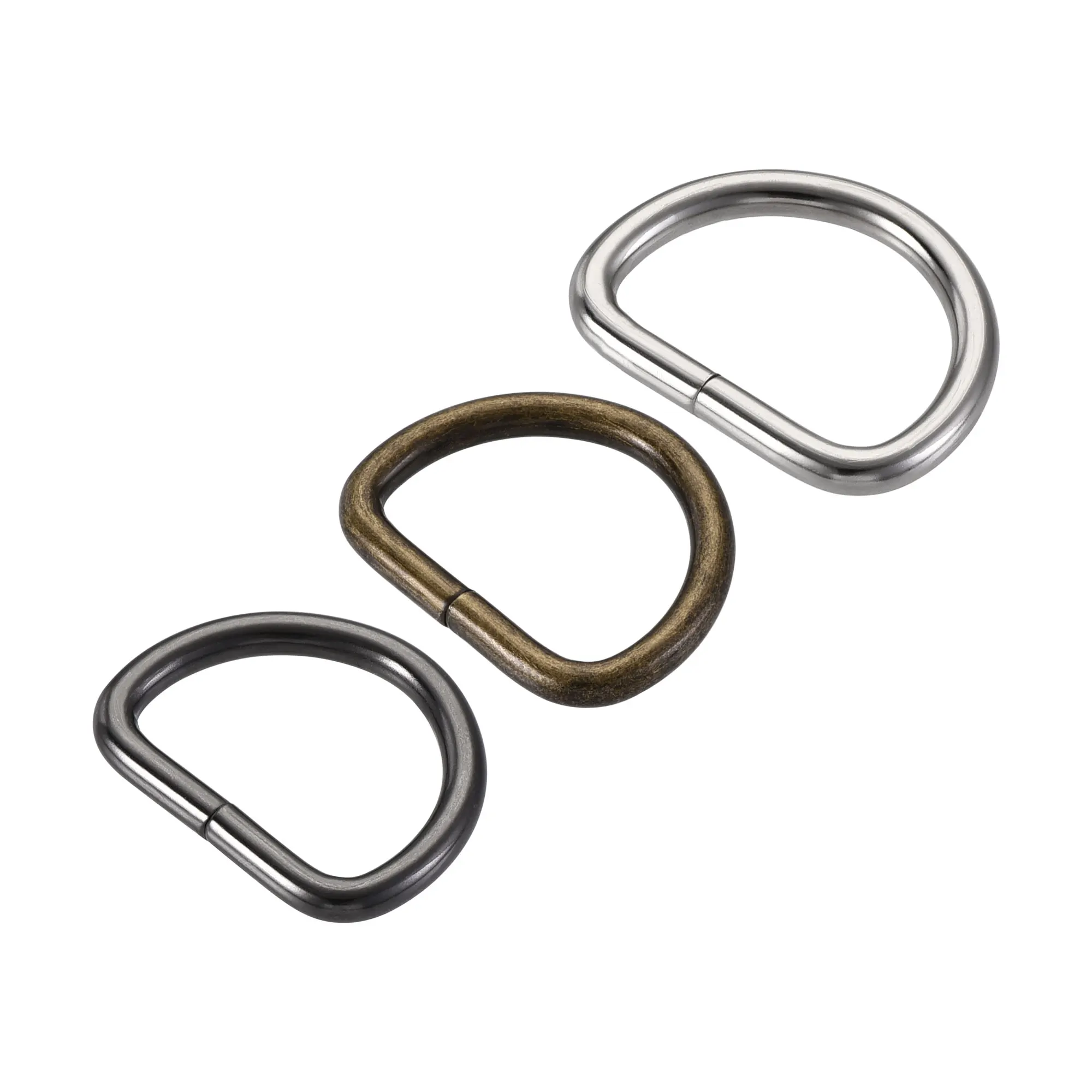 

uxcell Metal D Ring 27mm D-Rings Buckle Silver Tone, Bronze Tone, Black(Total 15pcs)