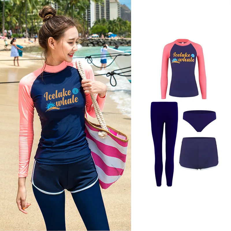 4 шт./комплект Мужской купальный костюм с длинным рукавом | Спорт и развлечения