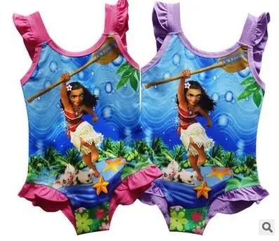 2019 Новый Дети для маленьких девочек купальный костюм Moana цельное платье с