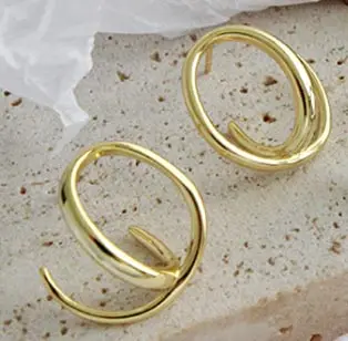 Gold Plated F.I.N.S корейский S925 Стерлинговое Серебро Серьги гвоздики INS Стиль Геометрическая линия женская серьга корейская мода женские серьги - Окраска металла: Gold Plated