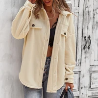 office lady lapel jackets coats winter loose long sleeve solid outwearcoats women casual fashion ladies button jacket