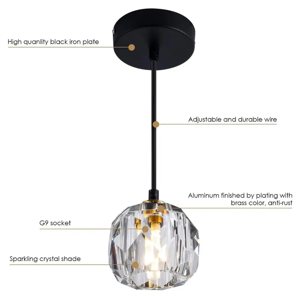 Современный хрустальный подвесной светильник винтажный стеклянный мини в форме