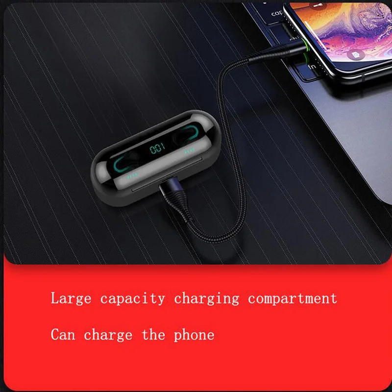 Wireless Bluetooth Headset 5.0 In-ear Intelligent Noise Reduction Waterproof Long Life LED Power Display Multi-function Charging