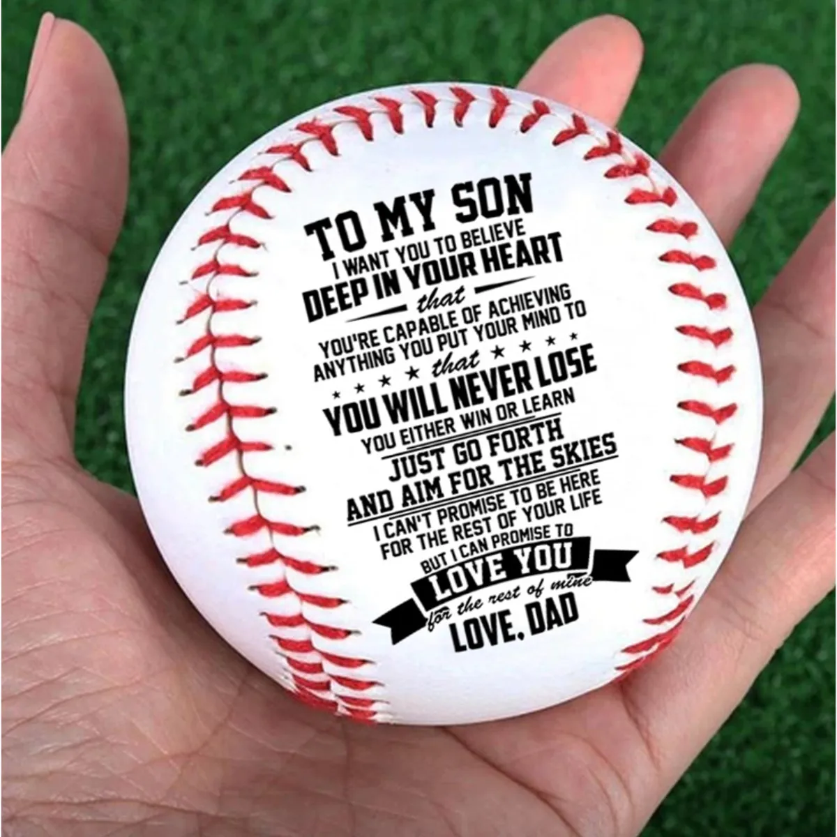 

To My Son Dad Engraved 9 Inch Handmade Baseballs PVC Upper Rubber Inner Soft Baseball Softball Ball Training Exercise Baseball