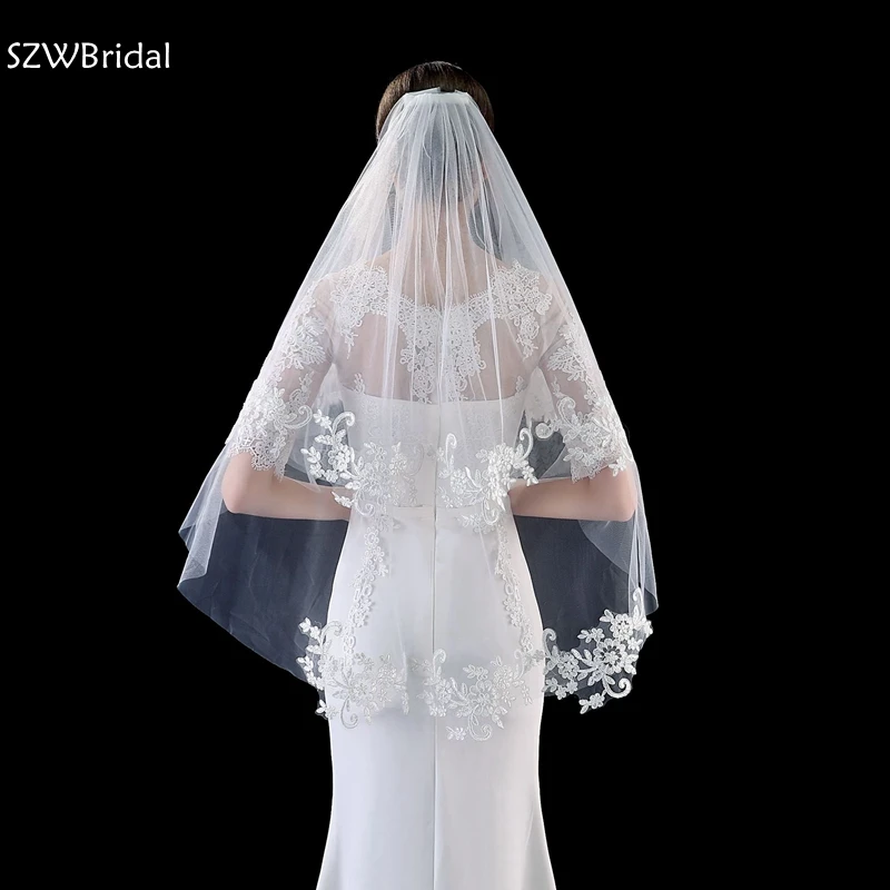 New Arrival White Ivory Two Layers Bridal veil 2021 Wedding Welon voile mariage velos de novia Mariage schleier | Свадьбы и
