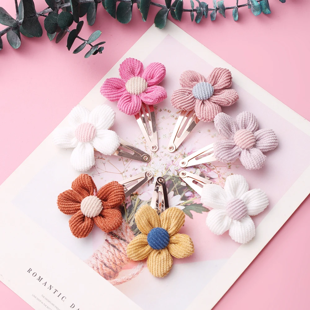 

6pcs/lot Flower Girls Hair Clips Cotton BB Barrettes Women Headwear Kids Hair Pins Newborn Hair Grips Baby Girl Hair Accessories