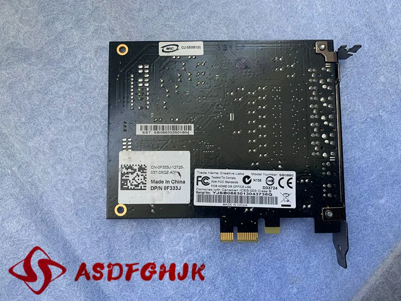 

Creative Labs X-Fi Blaster SB0880 FOR Dell 0F333J F333J CN-0F333J 100% TESD OK