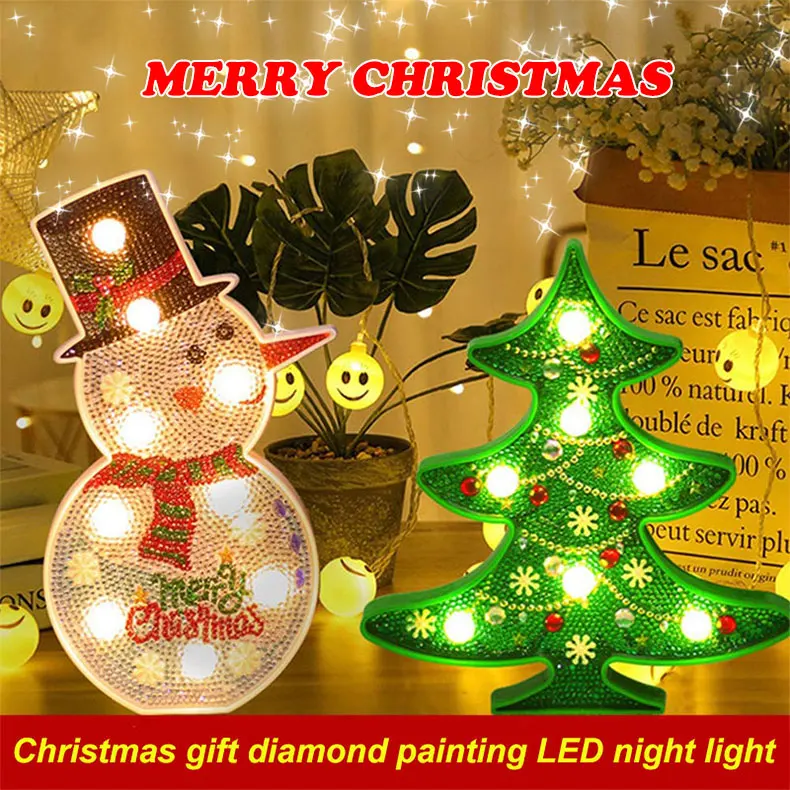 Рождественский светодиодный ночсветильник сделай сам для алмазной вышивки