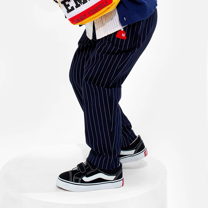 

Children's casual trousers baby spring and autumn clothes new boy striped pants infant fashion elastic waistband pants