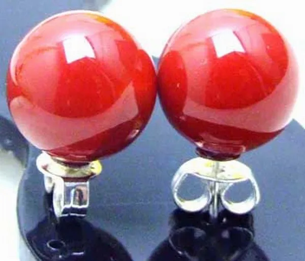 Qingmos модные шампанского моря серьги с жемчугом из раковин для женщин 10 мм круглой